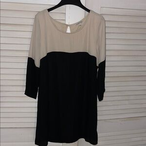 Charlotte Russe Black and Cream Long Sleeve Dress